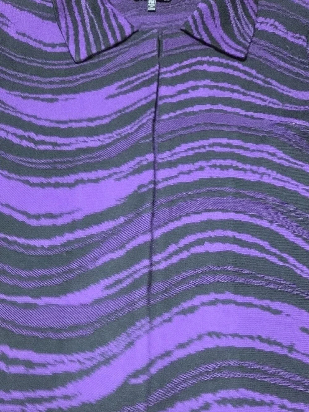 Ming Wang Purple and Black Zebra-Print Knit Jacket